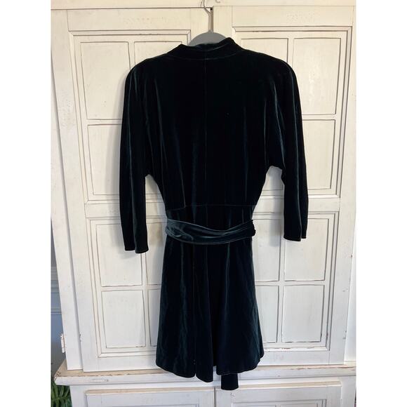 Zara Woman size medium dark green velour mini dress holiday Christmas - Picture 3 of 3